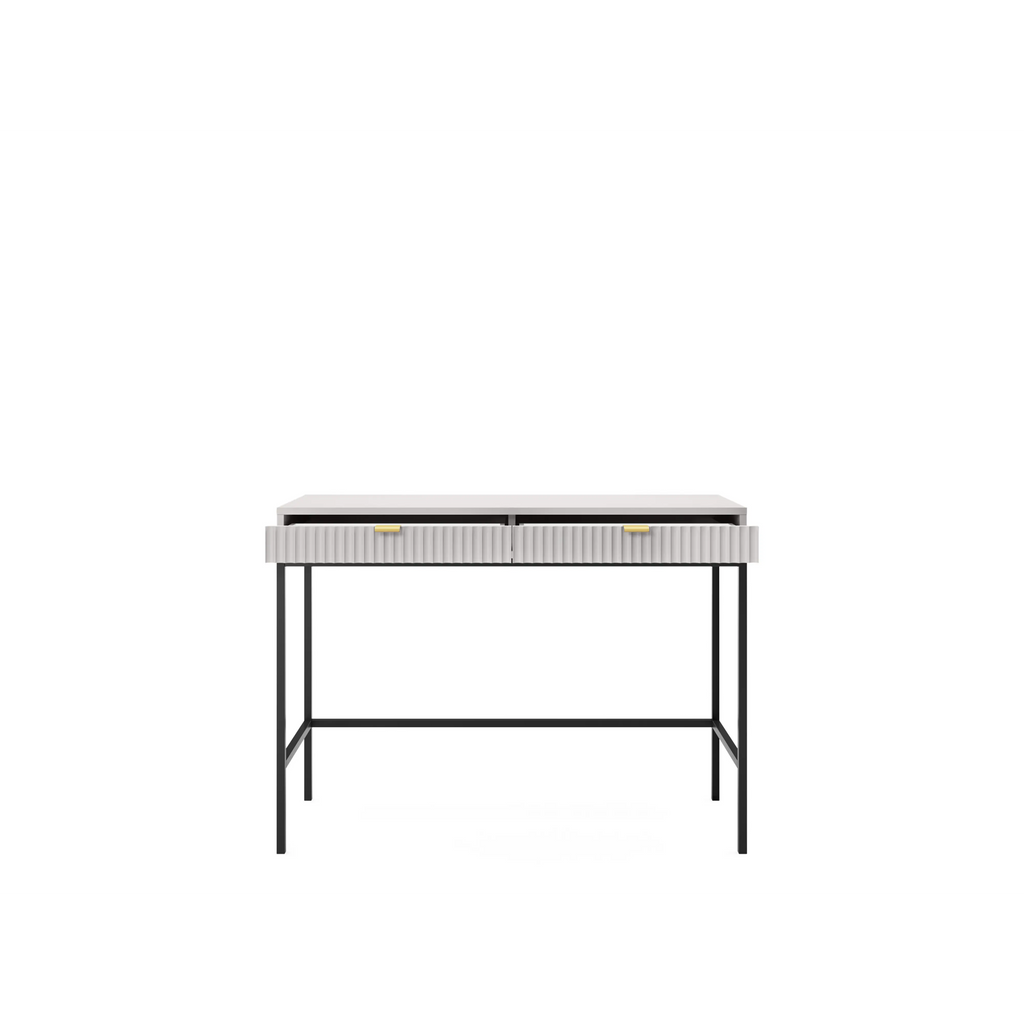 Toaletka LUMI 2S – 104 cm, szara, ryflowane fronty, czarne nóżki