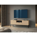 Szafka RTV LUMI 154 cm – dąb Vicenza, ryflowane fronty, czarne nóżki