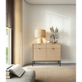 Komoda LUMI 2D2S – 104 cm, dąb Vicenza, ryflowane fronty, czarne nóżki