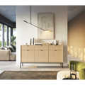 Komoda LUMI 3D – 154 cm, dąb Vicenza, ryflowane fronty, czarne nóżki
