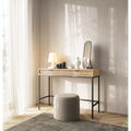 Toaletka LUMI 2S – 104 cm, dąb Vicenza, ryflowane fronty, czarne nóżki