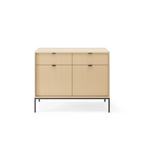 Komoda LUMI 2D2S – 104 cm, dąb Vicenza, ryflowane fronty, czarne nóżki