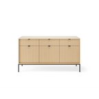 Komoda LUMI 3D – 154 cm, dąb Vicenza, ryflowane fronty, czarne nóżki