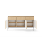 Komoda LUMI 3D – 154 cm, dąb Vicenza, ryflowane fronty, czarne nóżki