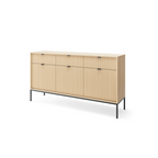 Komoda LUMI 3D – 154 cm, dąb Vicenza, ryflowane fronty, czarne nóżki