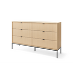 Komoda LUMI 6S – 154 cm, dąb Vicenza, ryflowane fronty, czarne nóżki