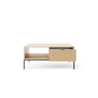 Stolik kawowy LUMI 1S – 104 cm, dąb Vicenza, ryflowany front, czarne nóżki