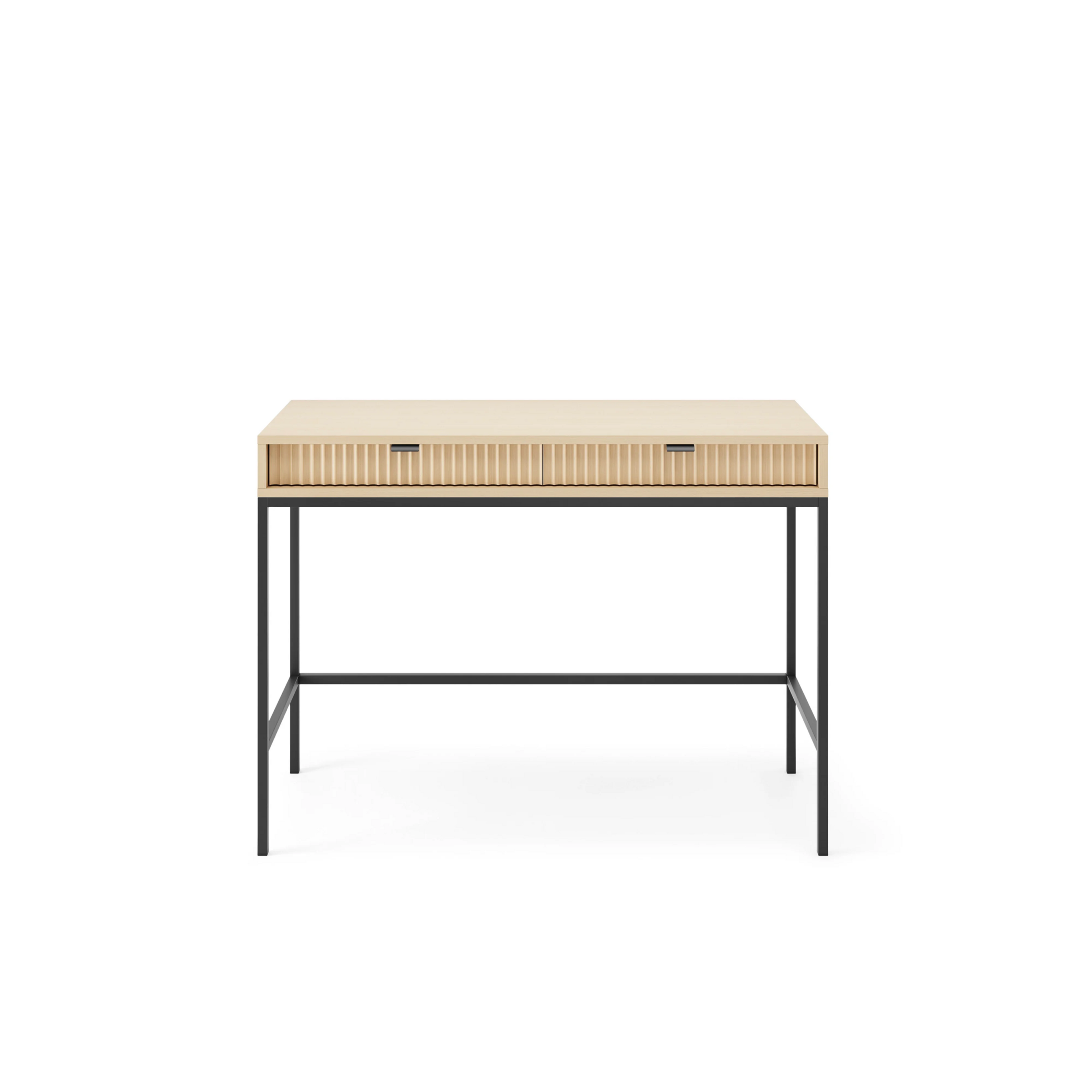Toaletka LUMI 2S – 104 cm, dąb Vicenza, ryflowane fronty, czarne nóżki