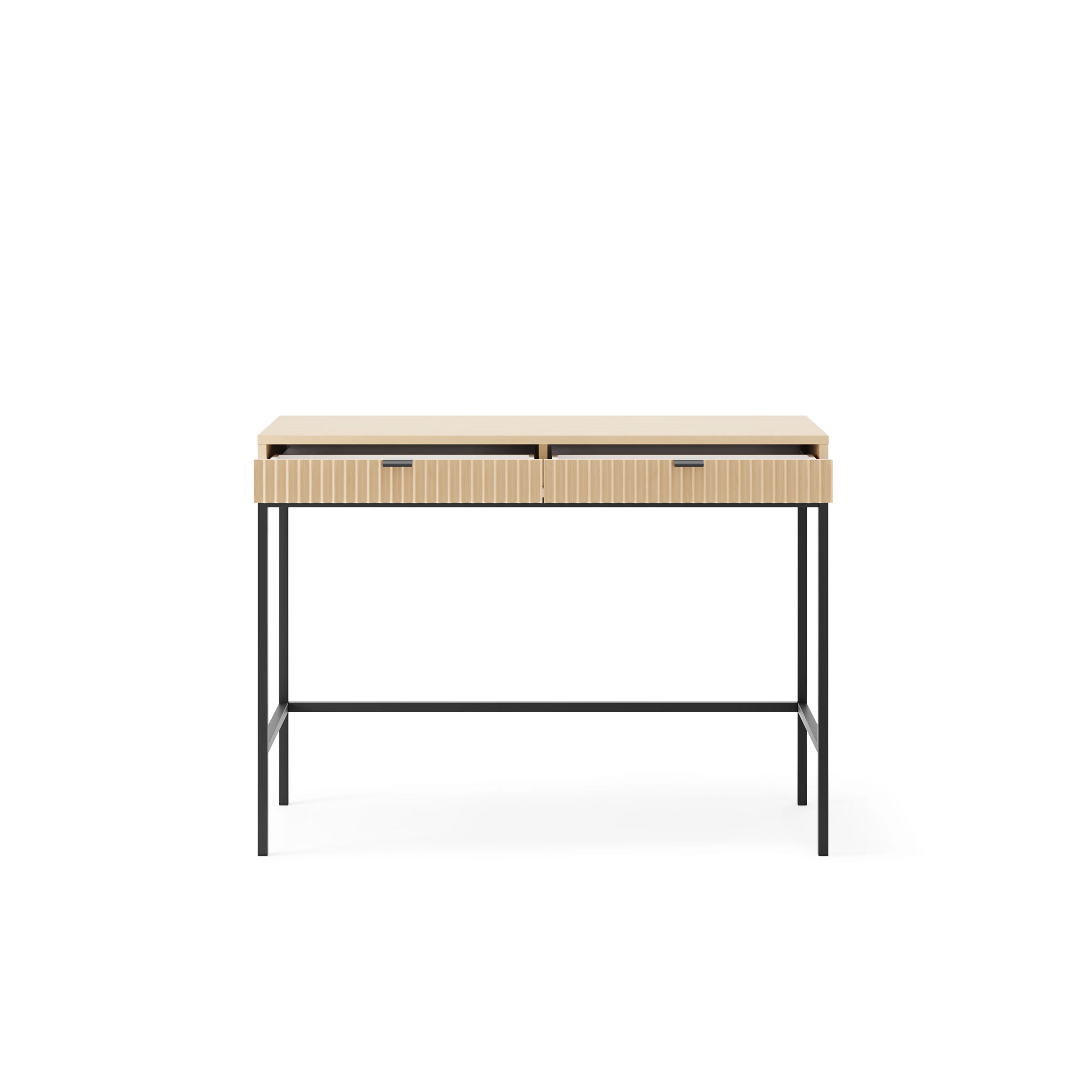 Toaletka LUMI 2S – 104 cm, dąb Vicenza, ryflowane fronty, czarne nóżki