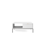 Stolik kawowy LUMI 1S – 104 cm, biały, ryflowany front, czarne nóżki