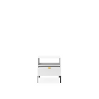 Stolik nocny LUMI 1S – 54 cm, biały, ryflowany front, czarne nóżki
