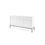 Komoda LUMI 3D – 154 cm, biała, ryflowane fronty, czarne nóżki