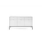 Komoda LUMI 3D – 154 cm, biała, ryflowane fronty, czarne nóżki