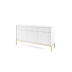Komoda LUMI 3D – 154 cm, biała, ryflowane fronty, złote nóżki
