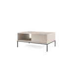 Stolik kawowy LUMI 1S – 104 cm, kaszmir, ryflowany front, czarne nóżki
