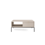 Stolik kawowy LUMI 1S – 104 cm, kaszmir, ryflowany front, czarne nóżki