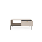 Stolik kawowy LUMI 1S – 104 cm, kaszmir, ryflowany front, czarne nóżki