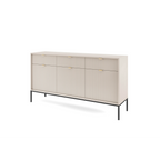 Komoda LUMI 3D – 154 cm, kaszmir, ryflowane fronty, czarne nóżki