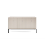 Komoda LUMI 3D – 154 cm, kaszmir, ryflowane fronty, czarne nóżki