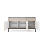 Komoda LUMI 3D – 154 cm, kaszmir, ryflowane fronty, czarne nóżki