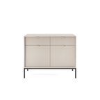 Komoda LUMI 2D2S – 104 cm, kaszmir, ryflowane fronty, czarne nóżki
