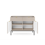Komoda LUMI 2D2S – 104 cm, kaszmir, ryflowane fronty, czarne nóżki