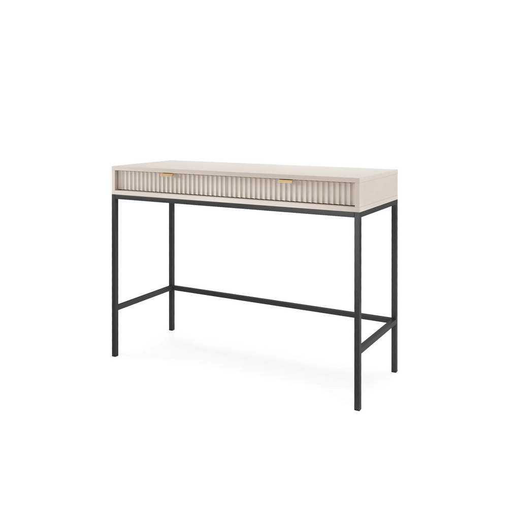 Toaletka LUMI 2S – 104 cm, kaszmir, ryflowane fronty, czarne nóżki