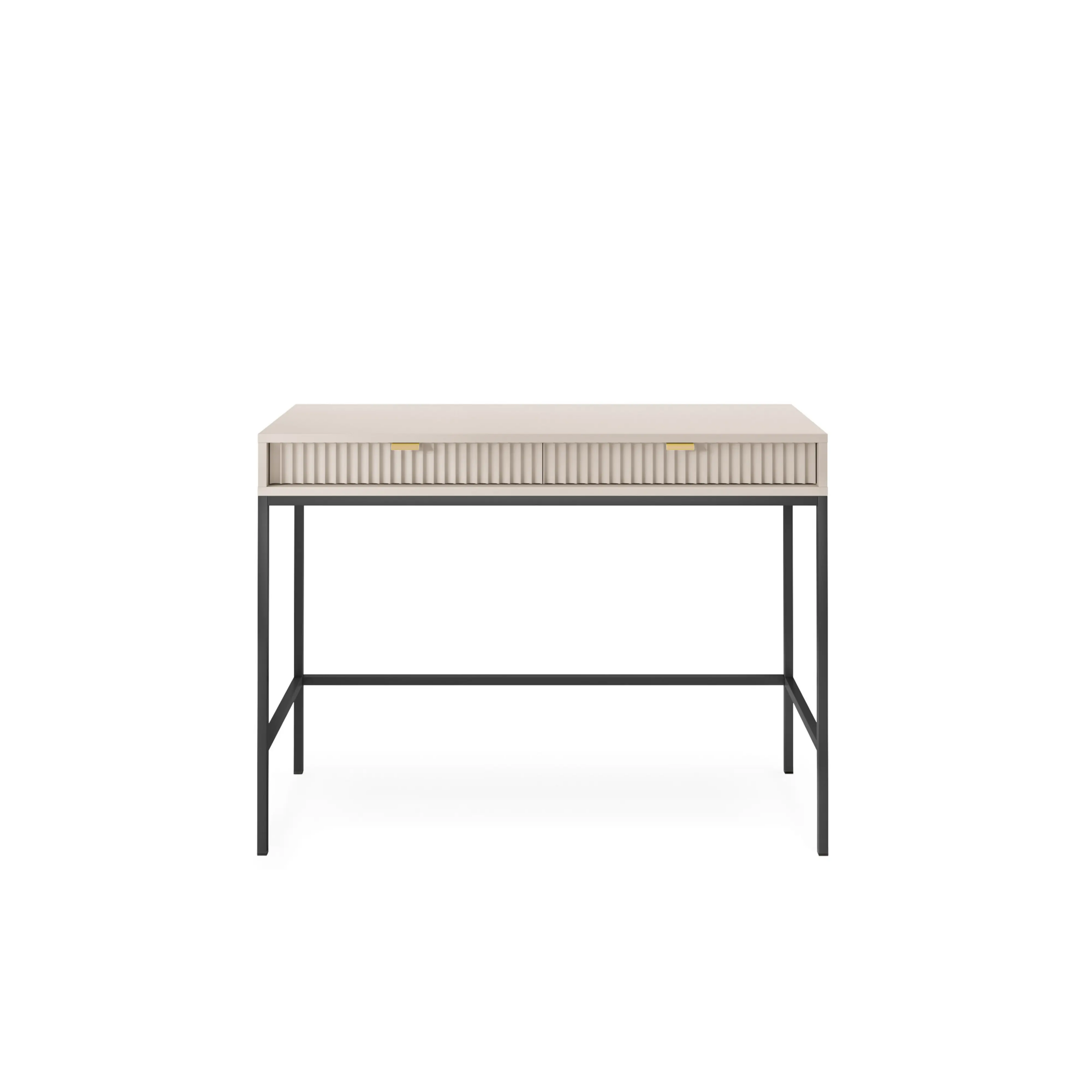 Toaletka LUMI 2S – 104 cm, kaszmir, ryflowane fronty, czarne nóżki