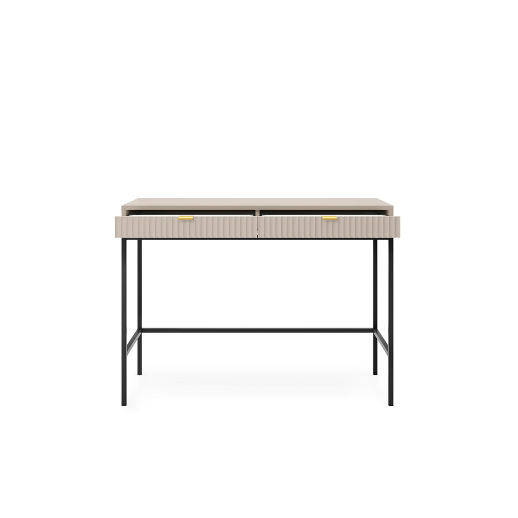 Toaletka LUMI 2S – 104 cm, kaszmir, ryflowane fronty, czarne nóżki