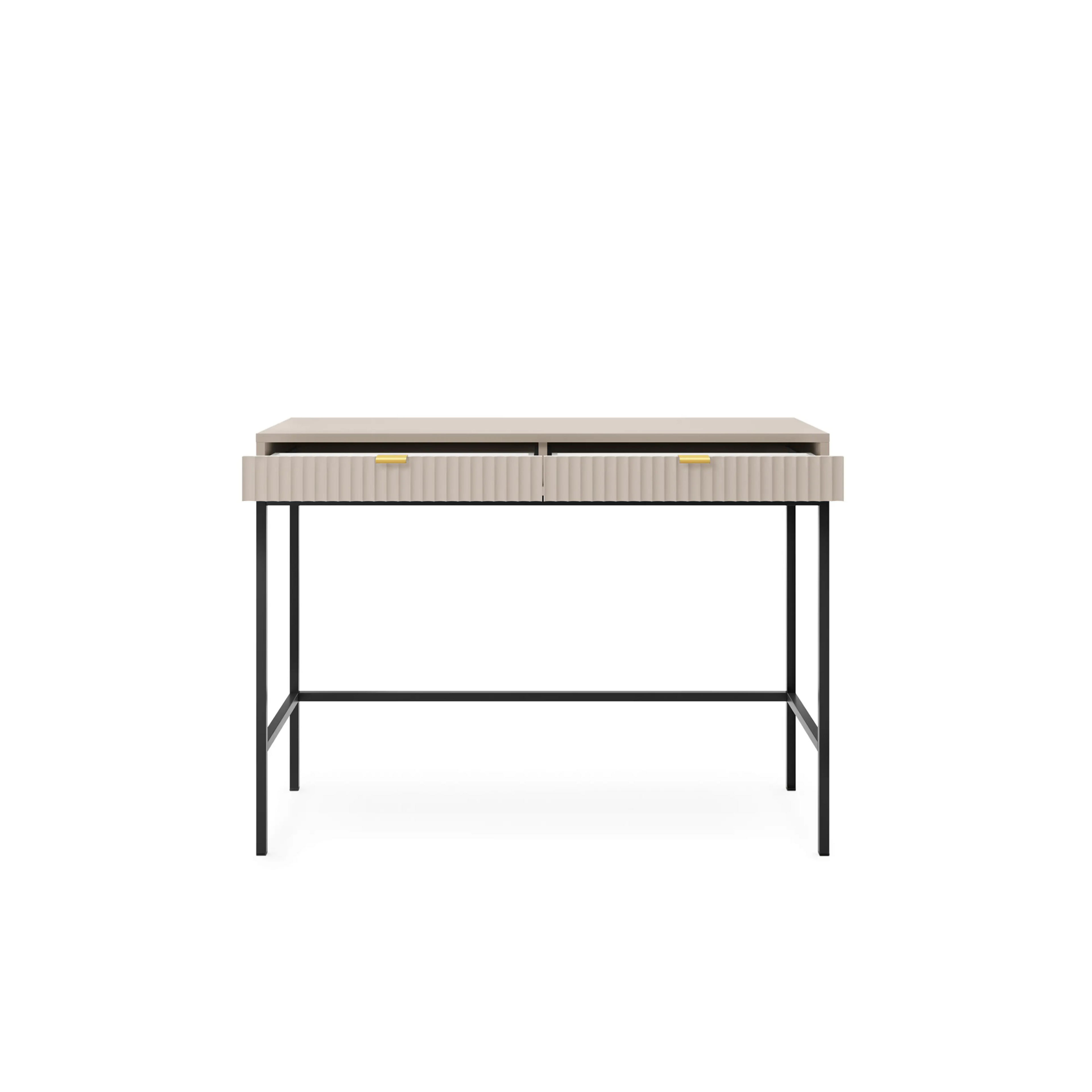 Toaletka LUMI 2S – 104 cm, kaszmir, ryflowane fronty, czarne nóżki