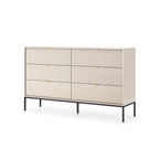 Komoda LUMI 6S – 154 cm, kaszmir, ryflowane fronty, czarne nóżki