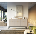 Komoda LUMI 3D – 154 cm, kaszmir, ryflowane fronty, czarne nóżki