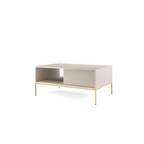 Stolik kawowy LUMI 1S – 104 cm, kaszmir, ryflowany front, złote nóżki