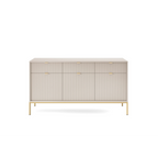 Komoda LUMI 3D – 154 cm, kaszmir, ryflowane fronty, złote nóżki