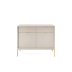 Komoda LUMI 2D2S – 104 cm, kaszmir, ryflowane fronty, złote nóżki