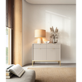 Komoda LUMI 2D2S – 104 cm, kaszmir, ryflowane fronty, złote nóżki