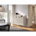Komoda LUMI 6S – 154 cm, kaszmir, ryflowane fronty, złote nóżki