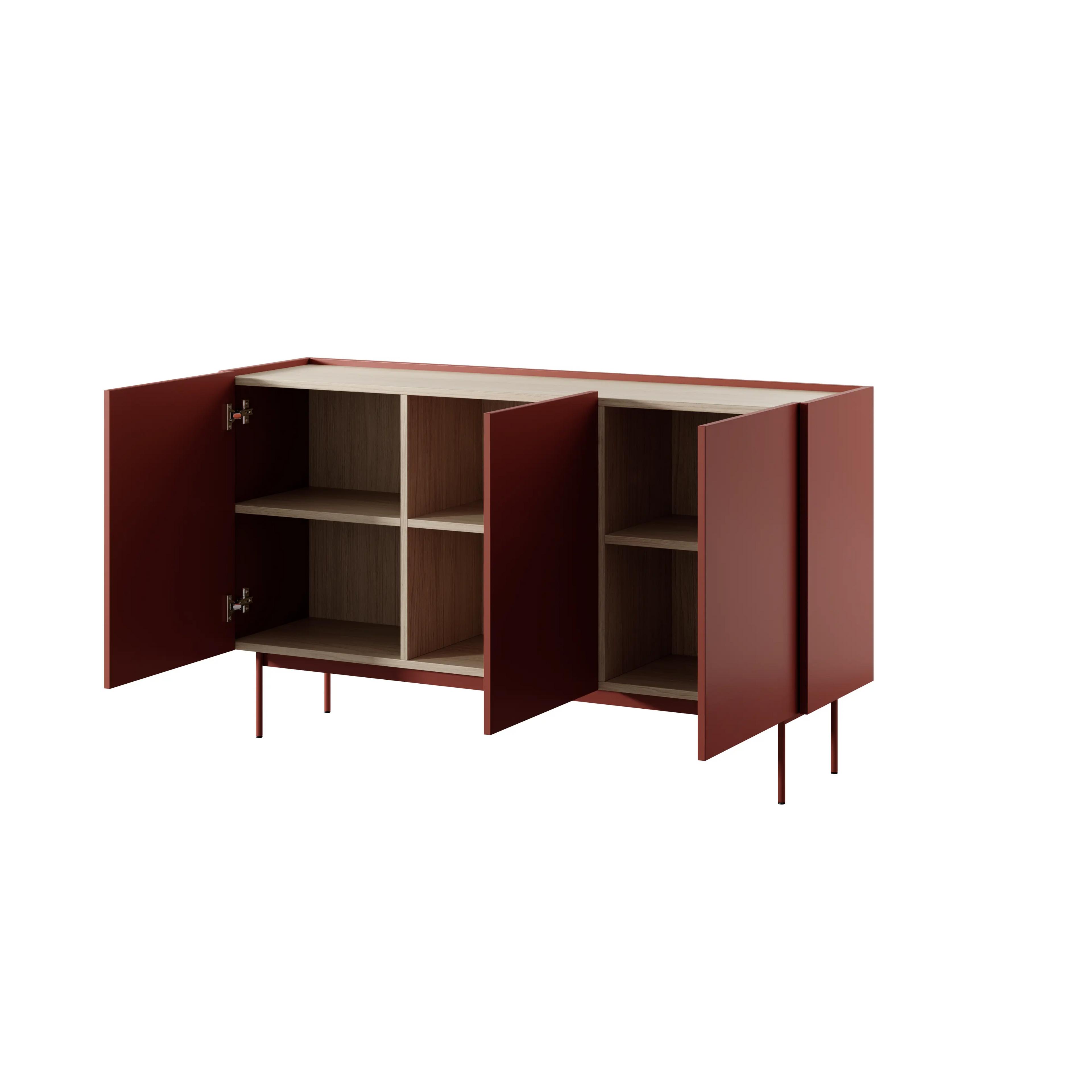 Komoda Trzydrzwiowa 144cm Ceramic Red COLOR