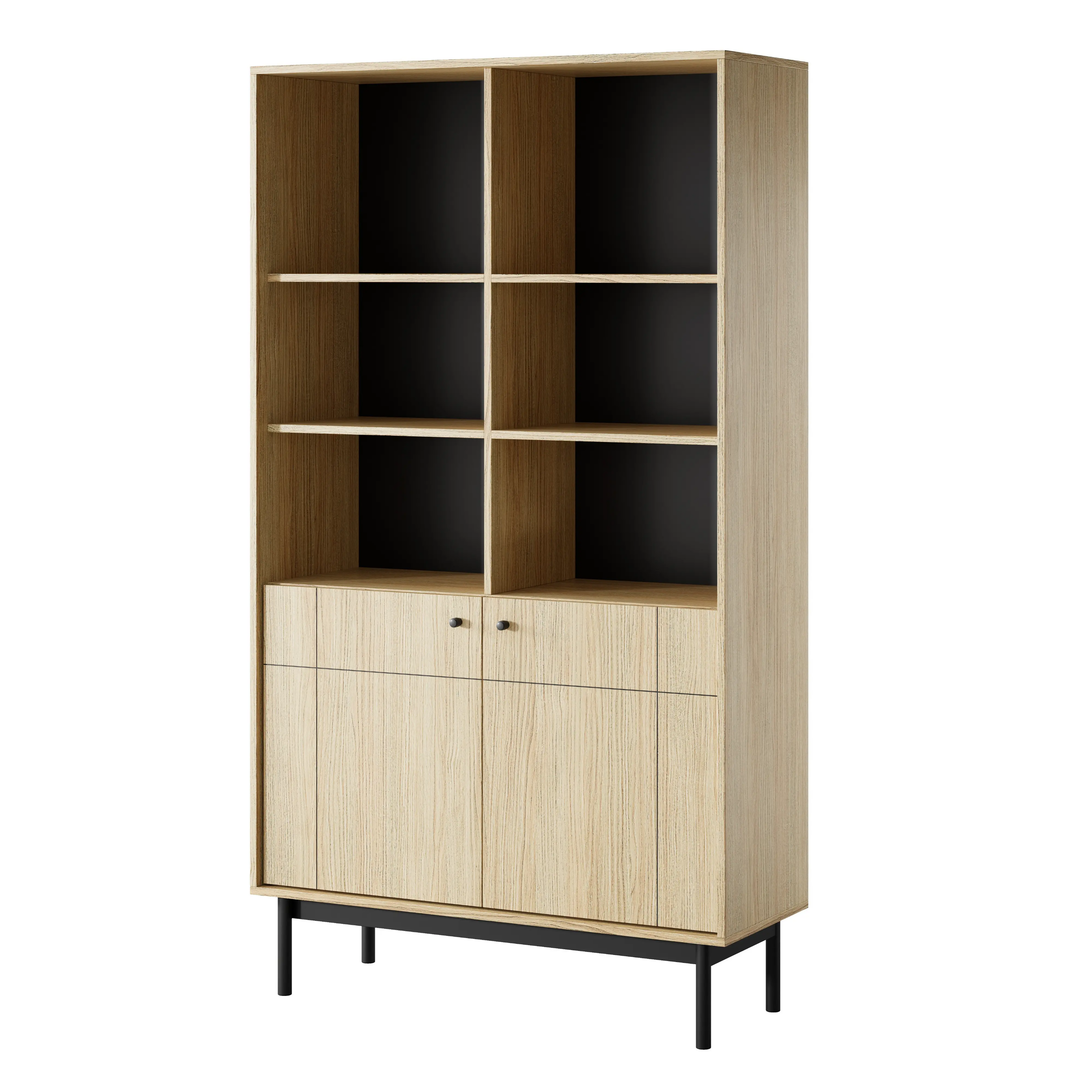 Regał Dwudrzwiowy z Pułkami Dąb Linea R104  Japandi