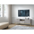 Szafka RTV LUMI 154 cm – szary, ryflowane fronty, złote nóżki