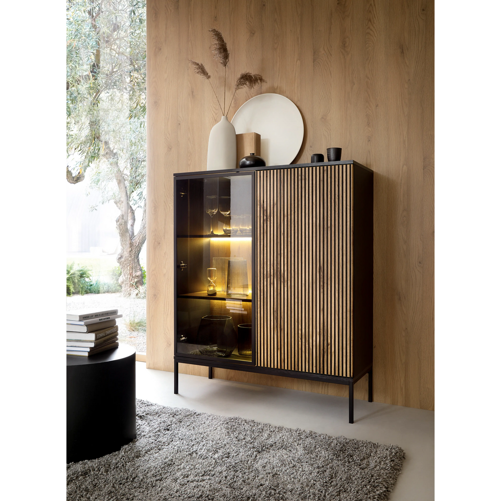 Witryna Dwudrzwiowa Dąb Wotan-Czarna WT-104 Sento
