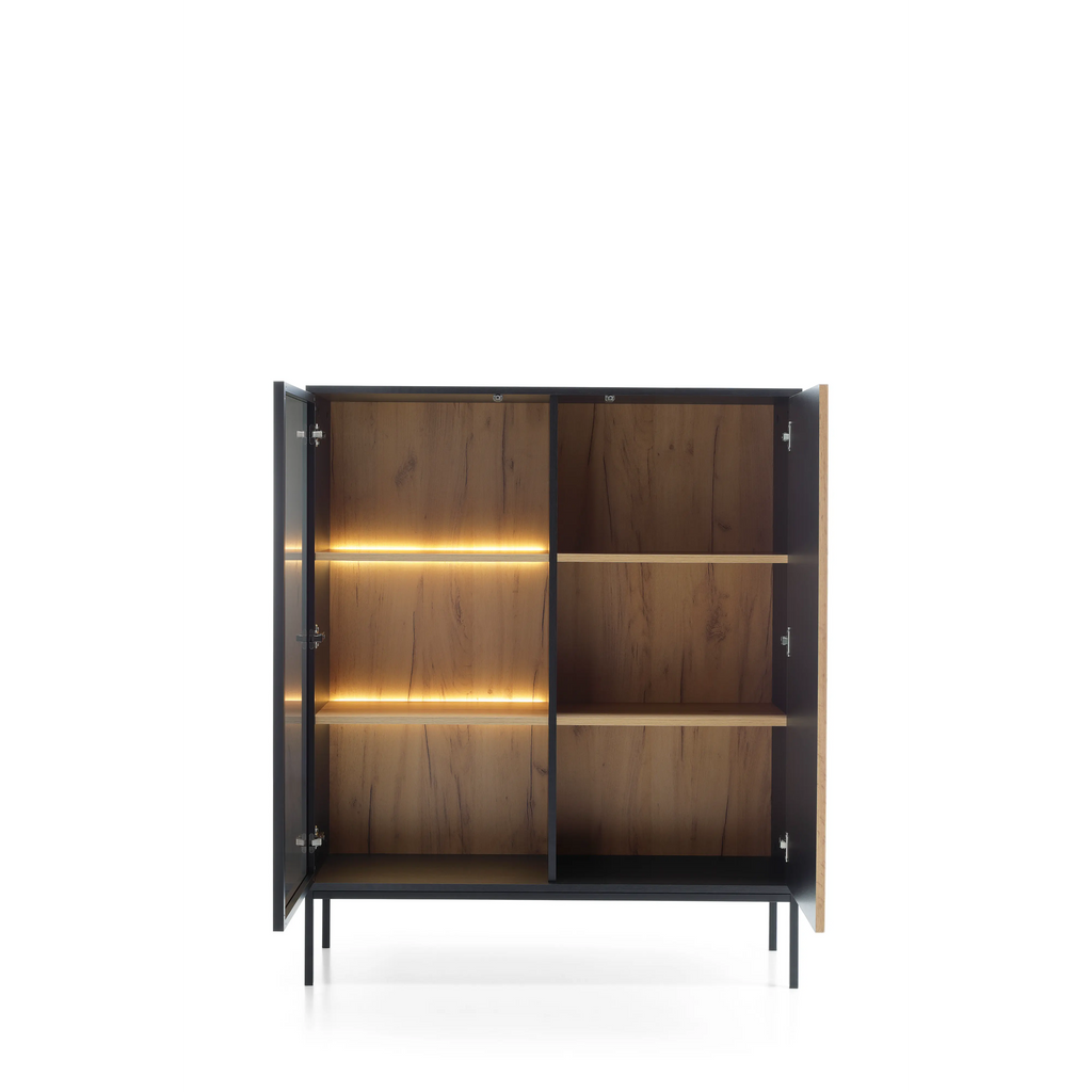 Witryna Dwudrzwiowa Dąb Wotan-Czarna WT-104 Sento
