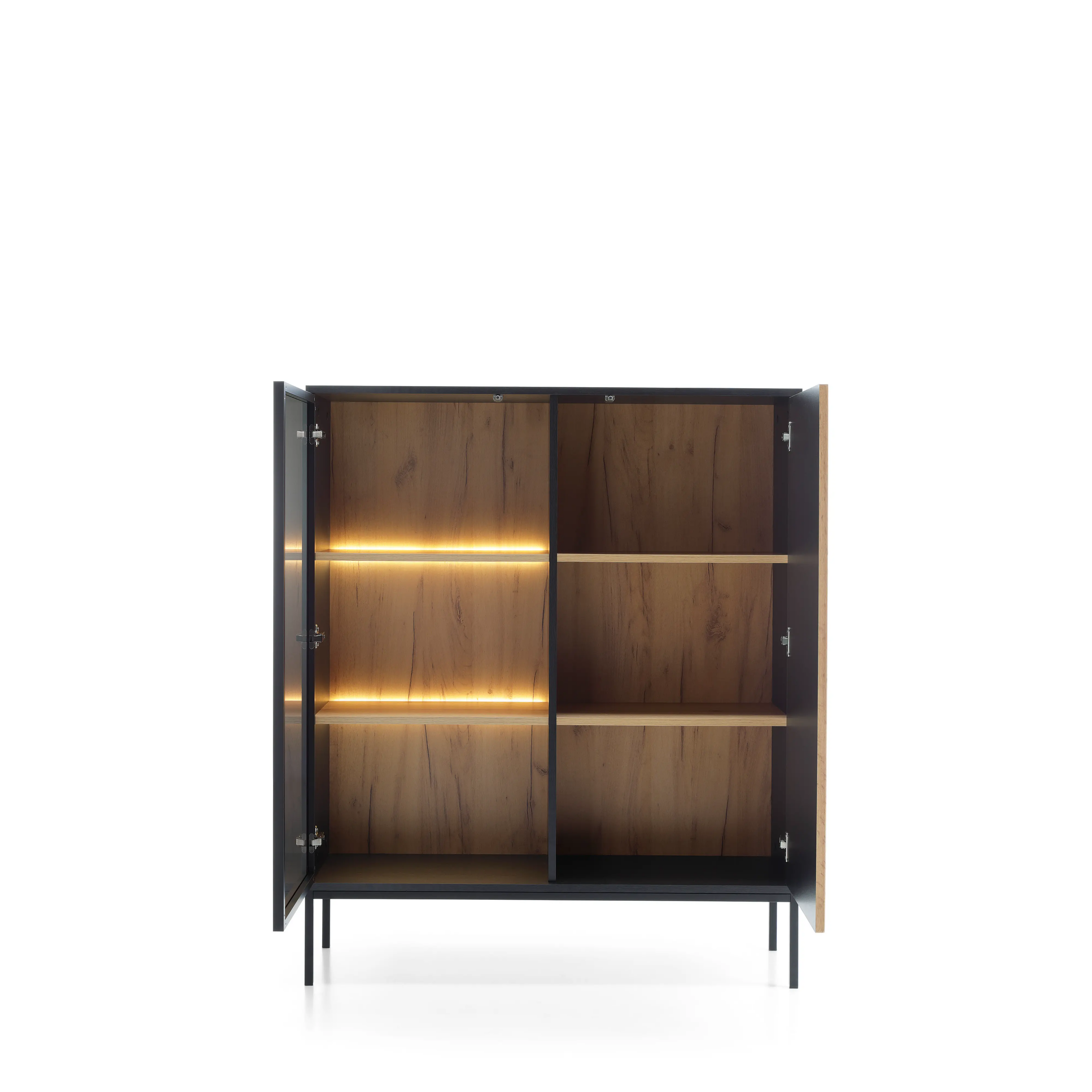 Witryna Dwudrzwiowa Dąb Wotan-Czarna WT-104 Sento