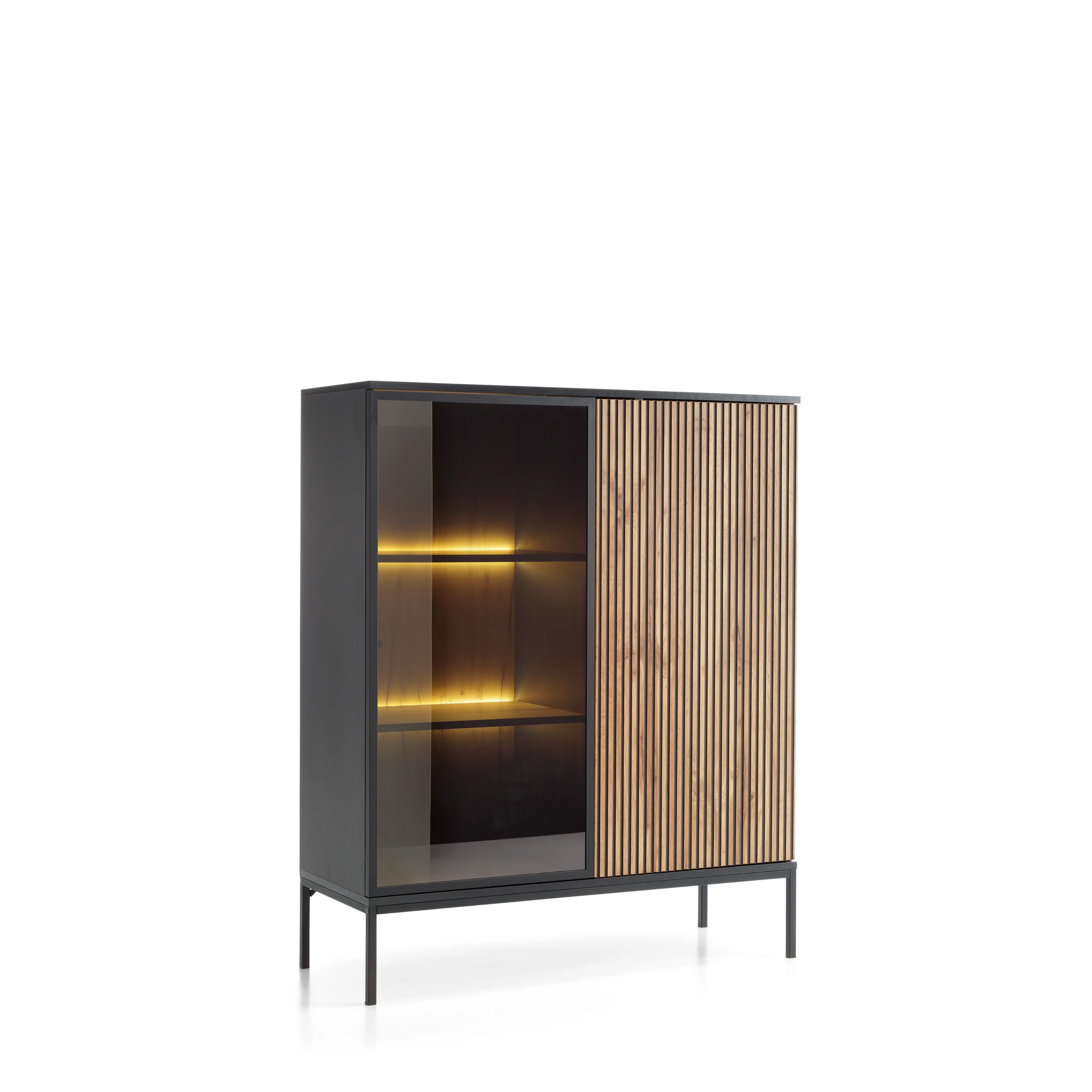 Witryna Dwudrzwiowa Dąb Wotan-Czarna WT-104 Sento