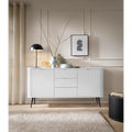Komoda VELORA 2D3S 168 cm – biała, ryflowane fronty, czarne nóżki