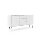 Komoda VELORA 2D3S 168 cm – biała, ryflowane fronty, czarne nóżki