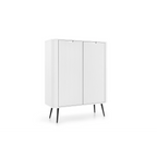 Komoda VELORA 2D 103 cm – biała, ryflowane fronty, czarne nóżki