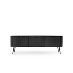 Szafka RTV VELORA 3D 168 cm – czarna, ryflowane fronty, czarne nóżki