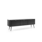 Szafka RTV VELORA 3D 168 cm – czarna, ryflowane fronty, czarne nóżki