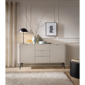 Komoda VELORA 2D3S 168 cm – kaszmir, ryflowane fronty, czarne nóżki